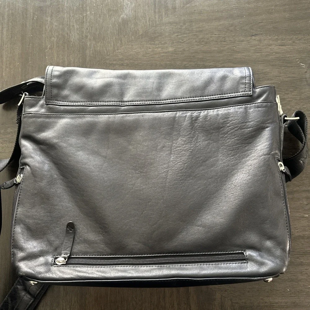 Mario Hernandez Laptop iPad Messenger Briefcase Crossbody Black Leather